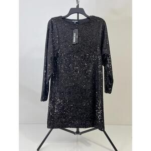 Steve Madden Ginger Long Sleeve Sequin Mini Women's Dress, Black, Size 2